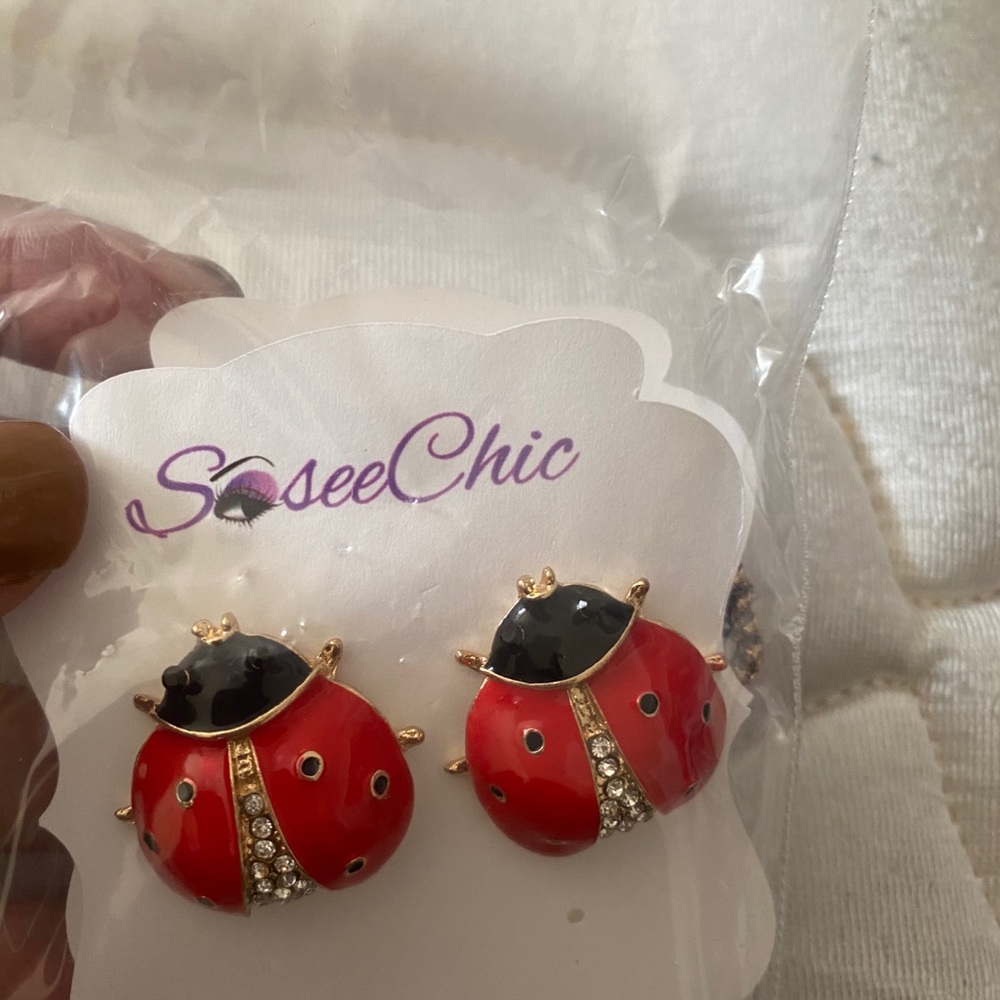 Red ladybug earrings